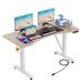 Inbox Zero Koni Height Adjustable Gaming Standing Desk w/ Built in Outlets Wood/Metal in Brown | 55 W x 24 D in | Wayfair