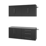 WFX Utility™ Kolling 2 Piece Hangups Work Storage Cabinet Set Manufactured Wood in Black | 72 H x 60 W x 16 D in | Wayfair