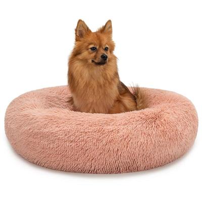 Hundebett aus Plüsch in Donut-Form, 60 cm Durchmesser, rosa - Lionto