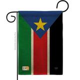Breeze Decor BD-CY-G-108296-IP-DB-D-US15-BD 13 x 18.5 in. South Sudan Burlap Flags of the World Nationality Impressions Decorative Vertical Double Sided Garden Flag