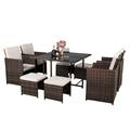 LANTRO JS Nine Piece Table And Chair Set 1 (1 3) Brown Gradient