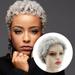 Wojeull Short Hair Wigs For Black Women Short Cuts Wigs For Black Women Short Straight Black Ladies Wigs Women s Short Curly Wig Synthetic Cut Wig Heat Grey Wigs Head Circumference 22 Inch