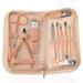 Nail Clippers and Beauty Tool Portable Set Rose Gold Martensitic Stainless Steel Manicure Set 12 in 1 with Pink Leather Bag Suitable for Home Workplace Outdoor Travel Gift Giving Beauty Salon.