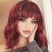 Dopi Short Wavy Bob Wigs Red Curly Hair Wig for Women silky and Soft Curly Hair Wig with Hair Net Curly Wavy Hair for Cosplay parties Party Makeup or Daily Use