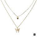 Double Crystal Butterfly Silver Gold Chain Necklace Gift} Xmas Christmas N3R1