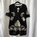 Free People Dresses | Free People Black Talia Floral Embroidered Short Sleeve Tunic Mini Dress Sz M | Color: Black | Size: M