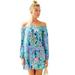 Lilly Pulitzer Dresses | Lilly Pulitzer Indigo Exotic Escapade Adira Stretch Silk Off Shoulder Dress Xs | Color: Blue | Size: Xs