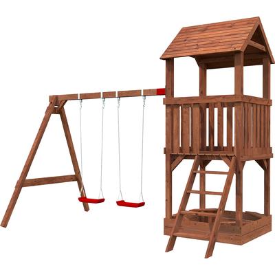 Spielturm PALMAKO "JESPER SET 2", braun, Spieltürme, KinderB:366cm H:314cm T:305cm, Holzwerkstoff, BxTxH: 366x305x314 cm, B:366cm H:314cm T:305cm