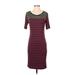 Lularoe Casual Dress - Sheath Scoop Neck Short sleeves: Burgundy Color Block Dresses - Women's Size Small