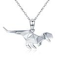 JUSTKIDSTOY Dinosaur/Wolf Necklace for Women Girls 925 Sterling Silver Cute Animal T-Rex Origami Pendant Necklace Wolf Jewelry Gifts, Sterling Silver, 925 sterling silver