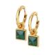 Hot Diamonds HD X JJ Revive Malachite Square Earrings, Yellow Gold, Women