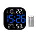 LED Digital Wall Clock Temperature Date Week Display Adjustable Brightness Table Alarms Clock Blue