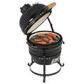 GZXS Ceramic Charcoal BBQ Grill Portable 13 inch Round Charcoal Grill Convenient Steel Outdoor Charcoal Oven by Amebee for Outdoor Backyard Charcoal Barbecue Grill Party Cooking (Black Spherical)