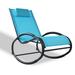 Patio Rocking Lounge Chair Patio Chaise for Indoor & Outdoor Zero Gravity Chairs Outdoor Curved Rocker Chaise with Removable Pillow Breathable Textoline Fabric For Poolside Yard Porch