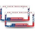 NCAA Louisiana Tech Bulldogs Primary 12 x 6 Chrome All Over Automotive License Plate Frame for Car/Truck/SUV (2 Pack)