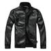 solacol Jackets for Men Mens Jackets Winter Mens Jacket Winter Mens Winter Leather Jacket Biker Motorcycle Zipper Long Sleeve Coat Top Blouses Mens Winter Coats Leather Jacket Men Motorcycle