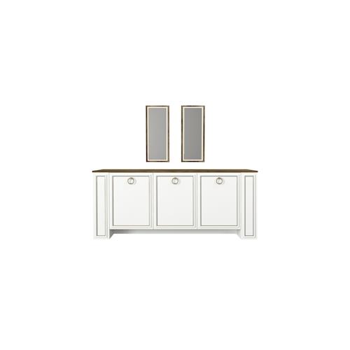 Sideboard Sansa mit 2er Spiegel Set Weiß Walnuss