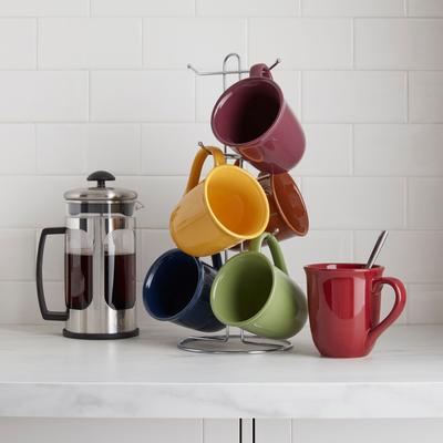 Café Amaretto 6-PC Mug Set with stand by BrylaneHome in Multi