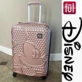 Disney Bags | Ful Disney Mickey Mouse Textured Pink Rose Gold 21”Hardsided Rolling Lug | Color: Gold/Pink | Size: Os