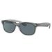 Ray-Ban RB2132F New Wayfarer Sunglasses Transparent Grey Frame Dark Blue Lens Polarized Asian Fit 55 RB2132F-64503R-55