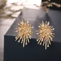 Boucles d'oreilles à Clip en forme de feu d'artifice pour femmes sans Piercing en laiton incrusté