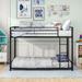 Metal Bunk Bed Twin Over Twin, Bed Frame with Safety Guard Rails and Ladders, Premium Steel Slats Support, for Bedroom, dorm