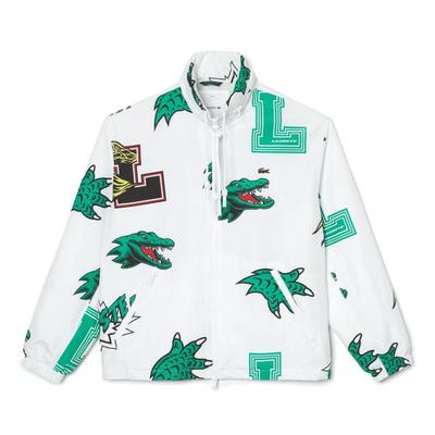 Unisex Holiday Jacket Water-repellent Taffeta White - Green - Lacoste Jackets