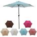 9 FT Patio Umbrella with Cross Metal Base Outdoor Table Umbrella with Push Button Tilt and Crank UPF 40+ Market Umbrella with 6 Sturdy Steel Ribs for Deck Patio Garden Pool