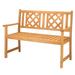 GZXS Outdoor Wood Bench Loveseat Patio Wooden Bench with Backrest and Armrests for Porch Pool Garden Lawn Balcony Backyard