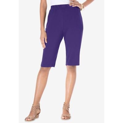 Plus Size Women's Plus Size Soft Knit Pull-on Bermuda Short by Roaman's in Midnight Violet (Size 3X)