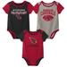 Infant Black/Cardinal/Heathered Gray Arizona Cardinals Three-Pack Bodysuit Set