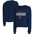 Women's 5th & Ocean by New Era Navy Cleveland Guardians Cropped Long Sleeve T-Shirt