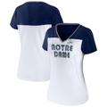 Women's Fanatics Branded White/Heathered Navy Notre Dame Fighting Irish V-Neck T-Shirt