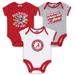 Newborn & Infant Russell Crimson/Heather Gray/White Alabama Crimson Tide Three-Pack Team Bodysuit Set