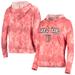 Women's Red Texas Tech Raiders Hairpin Tie-Dye Cropped Tri-Blend Long Sleeve Hoodie T-Shirt