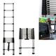 3.8m Safe Retraction Telescopic Ladder, Extendable Multi Purpose Ladder 150kg | Portable Loft Ladders Extension Ladder Straight Ladder