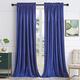 SANCHUNG Blue Velvet Curtains for Living Room Decor 90 Width x 90 Length Inch Blackout Thermal Insulated 2 Panels Rod Pocket Darkening Drapes for Bedroom