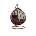 Rattan Egg Chair Swing Garden Hanging Seat Hammock with Cushions Stand for Outdoor Patio Indoor (Brown Egg Chair & Brown Cushion)
