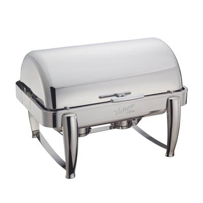 Winco 101B Virtuoso Full Size Chafer w/ Roll-top Lid & Chafing Fuel Heat, Silver