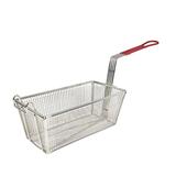 Winco FB-25 Fryer Basket w/ Coated Handle & Front Hook, 12 7/8" x 6 5/8" x 5 1/4", Red