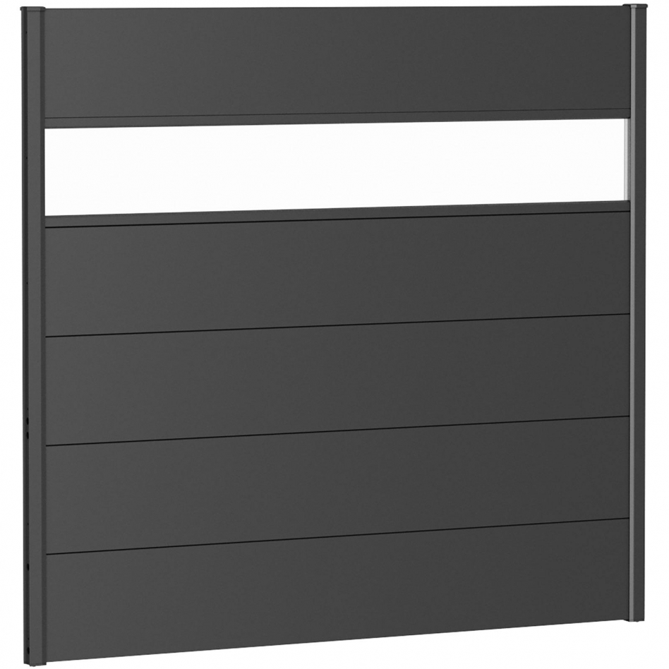 Biohort Sichtschutzzaun Wandpaneel mit Acrylglas dunkelgrau-metallic Sichtschutz Steckzaun Lamellenzaun, 150x135 cm Image