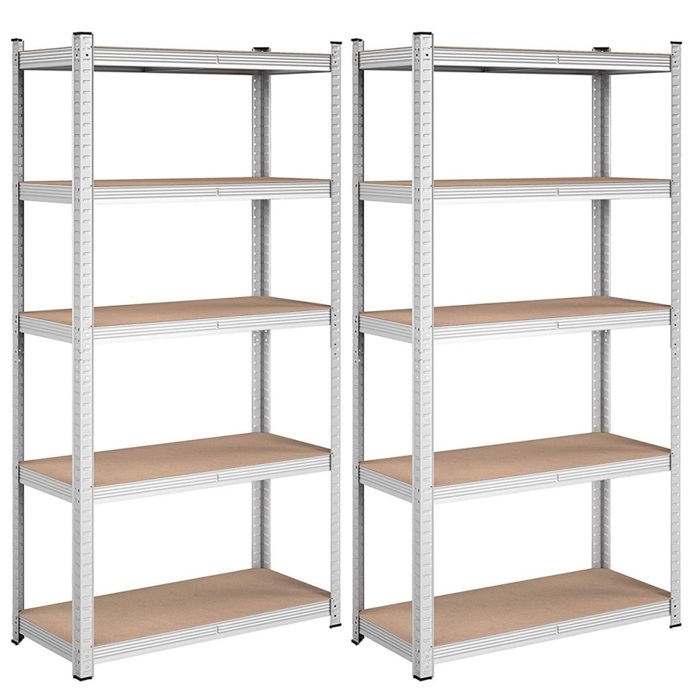 Lot de deux étagères 5 niveaux - H180 cm - Gris