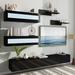 Wall Mount Floating TV Stand with Four Media Storage Cabinets and RGB LED Lights