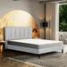 Harper Grey Upholstered Platform Bed with Channel Tufted Headboard