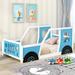 Twin/Full Size Race Car-Shaped Platform Bed with Wheels, Kids Race Car Bed, Wooden Platform Bed Frame with Sturdy Slats Support