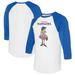 Women's Tiny Turnip White/Royal Texas Rangers Babes 3/4-Sleeve Raglan T-Shirt