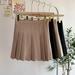 PIKADINGNIS Vintage Brown Woolen Mini Skirt Women Korean High Waist Pleated Skirts School Girl Uniform Y2K All-Match Jk Short Skirt