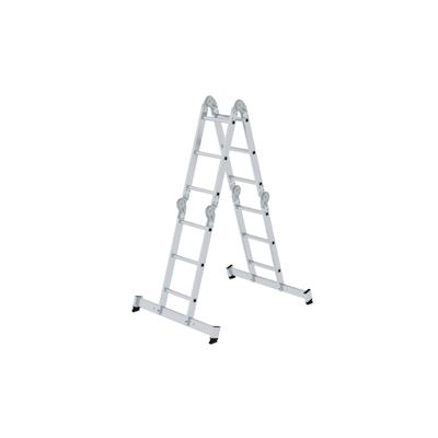 PROREGAL Vielzweckleiter 4-teilig mit nivello®-Traverse und Holzbelag 2x3 + 2x4 Sprossen Image