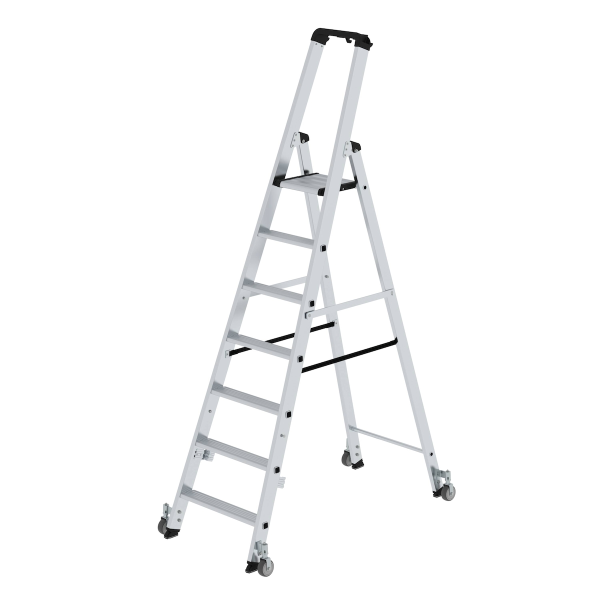 PROREGAL Stufen-Stehleiter einseitig begehbar mit Rollen 7 Stufen Image