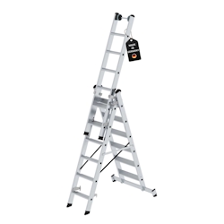 PROREGAL Stufen-Mehrzweckleiter 3-teilig mit nivello®-Traverse 3x6 Stufen Image